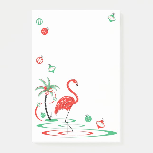 Red Christmas Flamingo Baubles portrait Post-it Notes (Front)