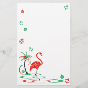 Red Christmas Flamingo Baubles stationery
