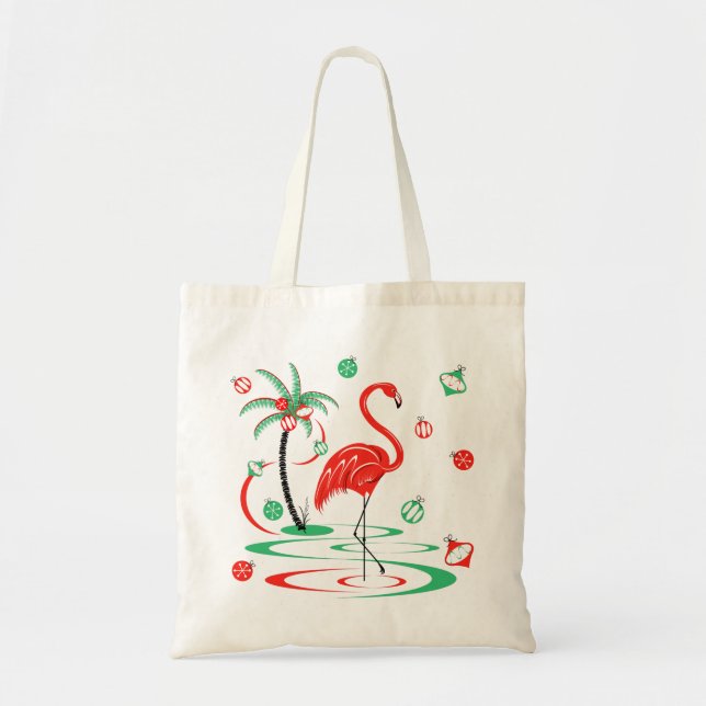 Red Christmas Flamingo Baubles tote (Front)