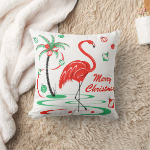 Red Christmas Flamingo Christmas Multi back square Cushion