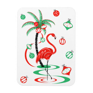 Red Christmas Flamingo flexible magnet portrait