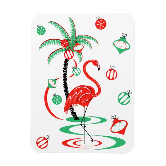 Red Christmas Flamingo flexible magnet portrait (Vertical)