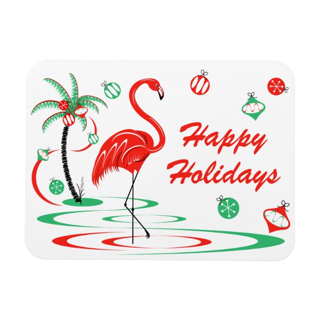 Red Christmas Flamingo Holidays horizontal Magnet (Horizontal)