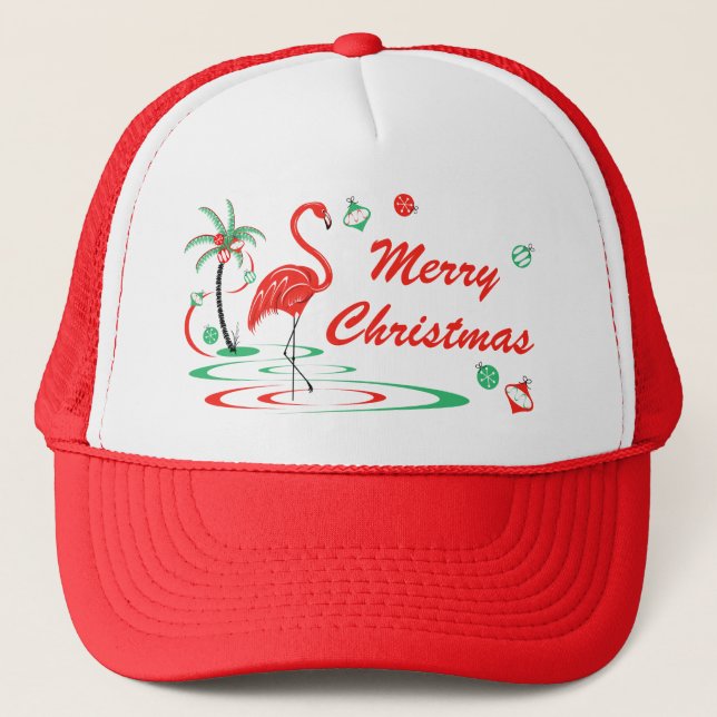 Red Christmas Flamingo Merry Christmas hat (Front)