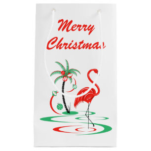 Red Christmas Flamingo Merry Christmas small Small Gift Bag