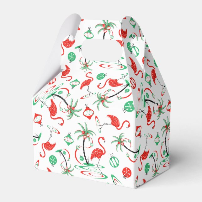 Red Christmas Flamingo Multi favour box gable (Front Side)