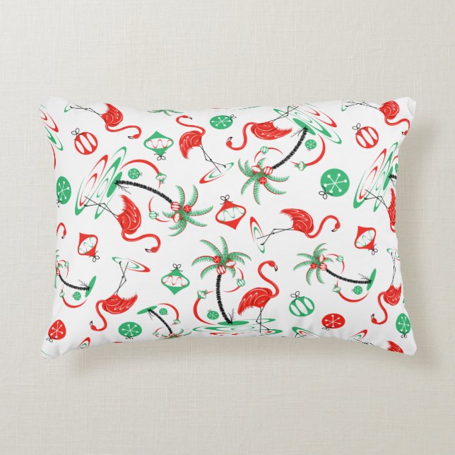 Red Christmas Flamingo Multi red back accent Decorative Cushion (Front)