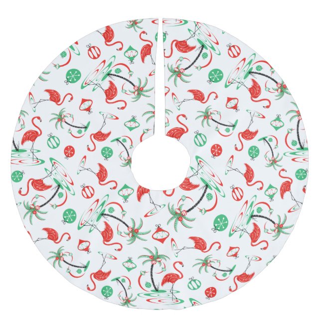 Red Christmas Flamingo Multi tree skirt (Front)