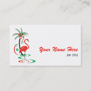 Red Christmas Flamingo Side business card