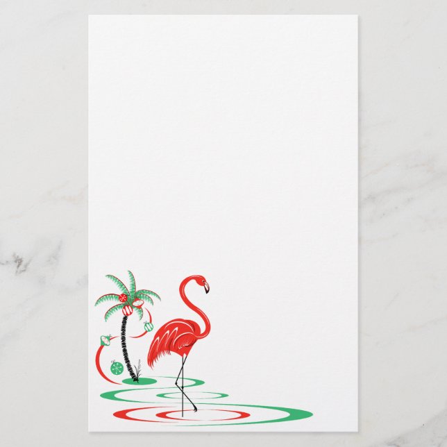 Red Christmas Flamingo stationery (Front)