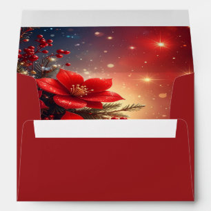 Red Christmas Floral Holiday Envelope