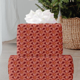 Red Christmas Flower Botanical Floral Pattern Wrapping Paper