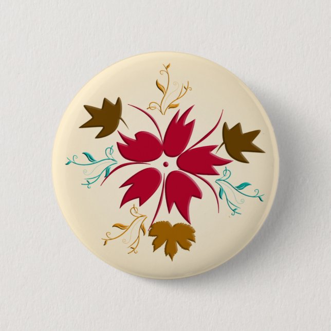 Red Christmas Flower Button (Front)