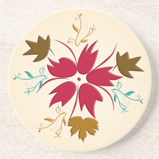 Red Christmas Flower Coasters (Front)