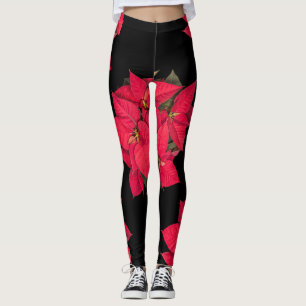 Red Christmas flower Leggings