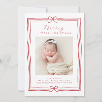 Red christmas frame holiday birth announcement