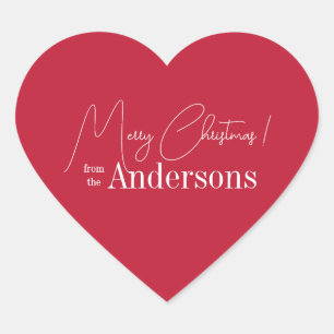 Red Christmas from Family Name Heart Sticker