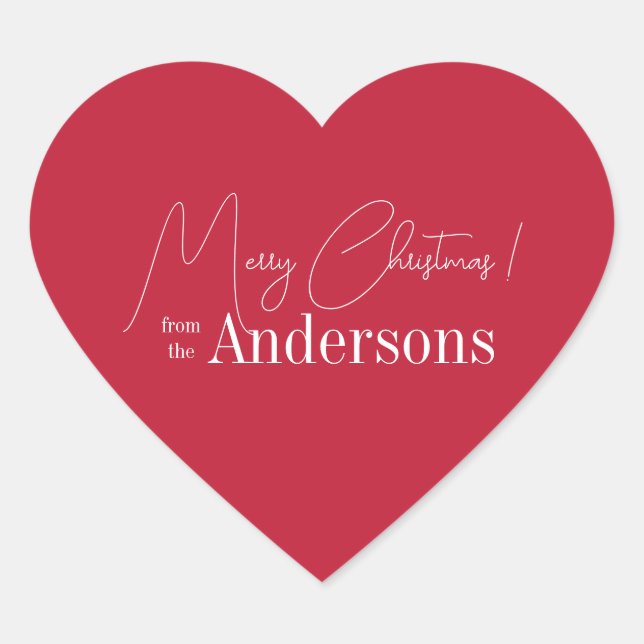 Red Christmas from Family Name Heart Sticker (Front)