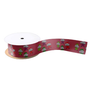 Red Christmas funny dog Satin Ribbon