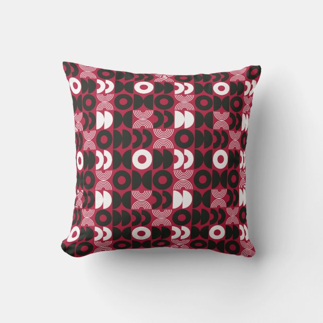 Red Christmas Geometric Modern  Cushion (Front)