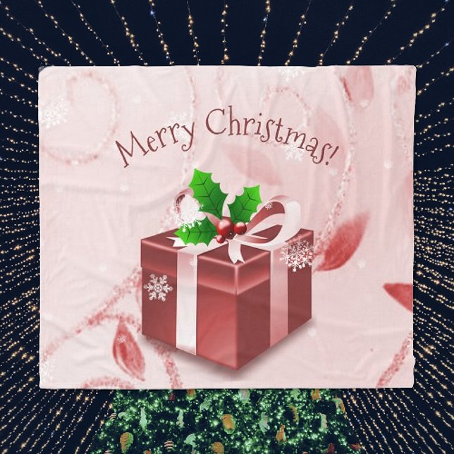 Red Christmas Gift Blanket (Red Christmas Gift Holiday Blanket)