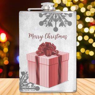 Red Christmas Gift Holiday Flask