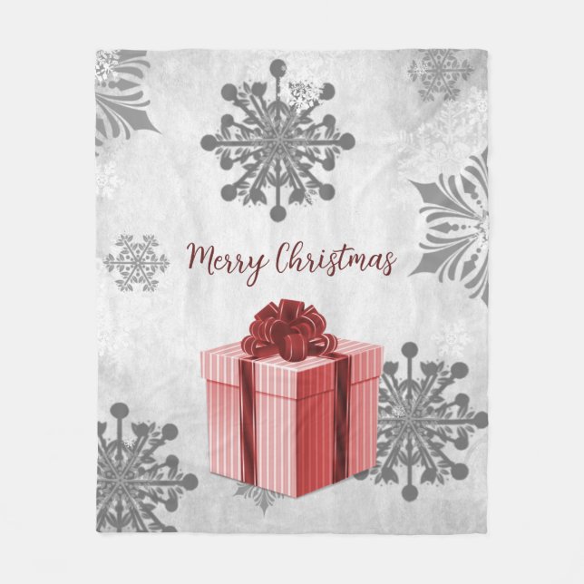 Red Christmas Gift Holiday Fleece Blanket (Front)