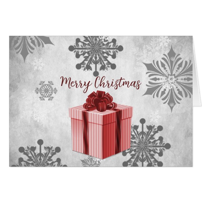 Red Christmas Gift Holiday Greeting Card (Front Horizontal)