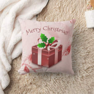 Red Christmas Gift Throw Pillow