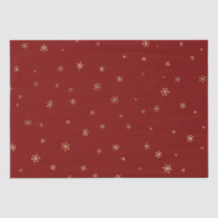 Red Christmas Gold Snowflakes Tissue Paper