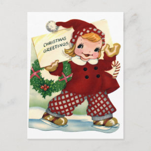 Red Christmas Greetings Holiday Postcard
