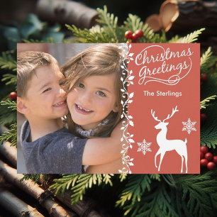Red Christmas Greetings Holidays Holiday Card