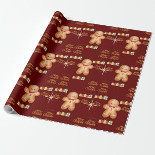 red Christmas  happy day and Christmas stocking Wrapping Paper