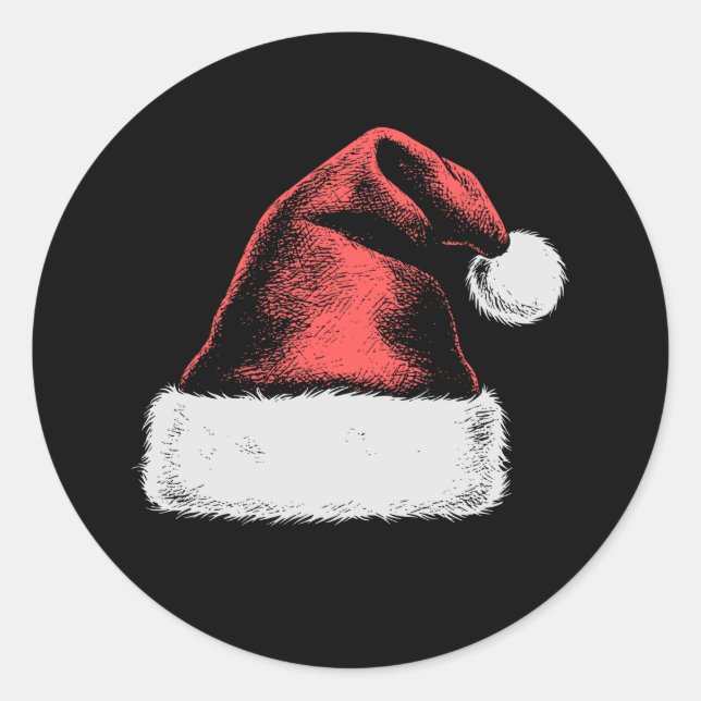 Red Christmas Hat Classic Round Sticker (Front)