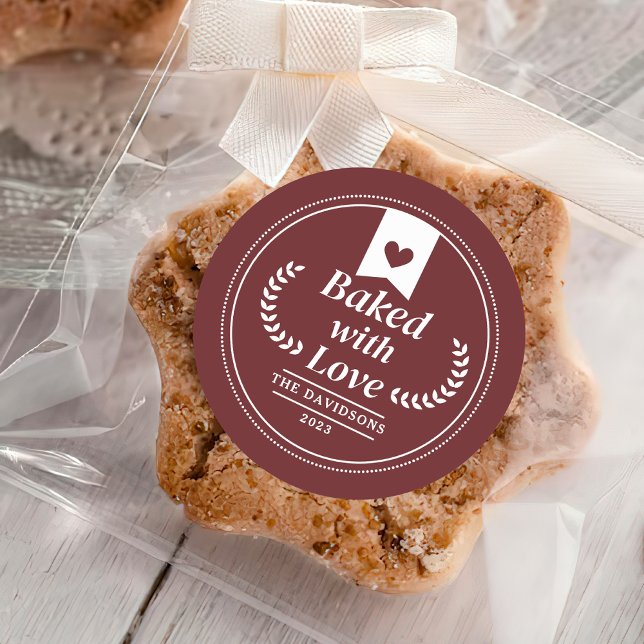 Red Christmas Holiday Baking Gift  Classic Round Sticker (Creator Uploaded)