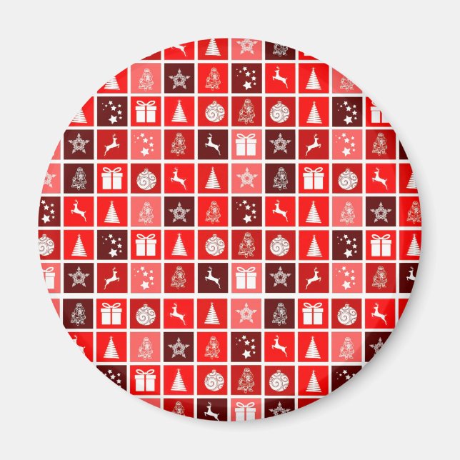 Red Christmas Holiday Cute Tree Reindeer  Magnet (Front)