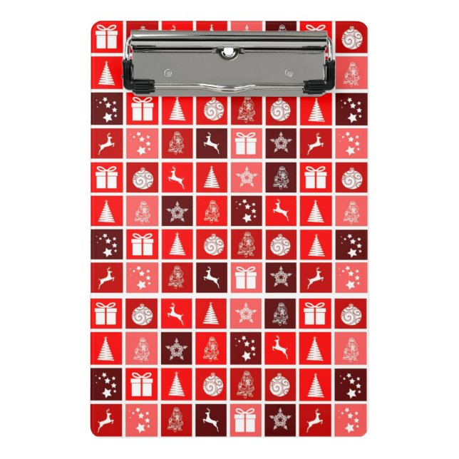 Red Christmas Holiday Cute Tree Reindeer  Mini Clipboard (Front)