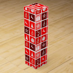 Red Christmas Holiday Cute Tree Reindeer  Wine Box<br><div class="desc">A cute christmas pattern with decorations of a christmas tree,  reindeer,  presents,  stars,  and a christmas ball.</div>