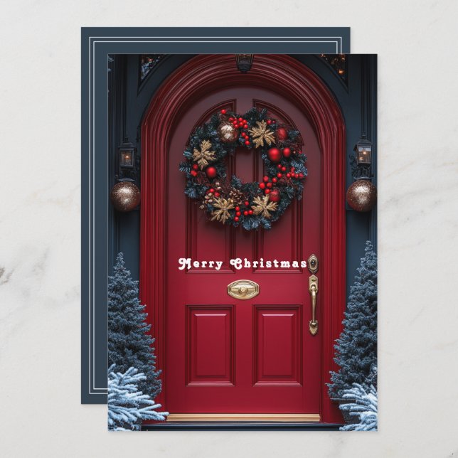 Red Christmas Holiday Door Wreath  (Front/Back)