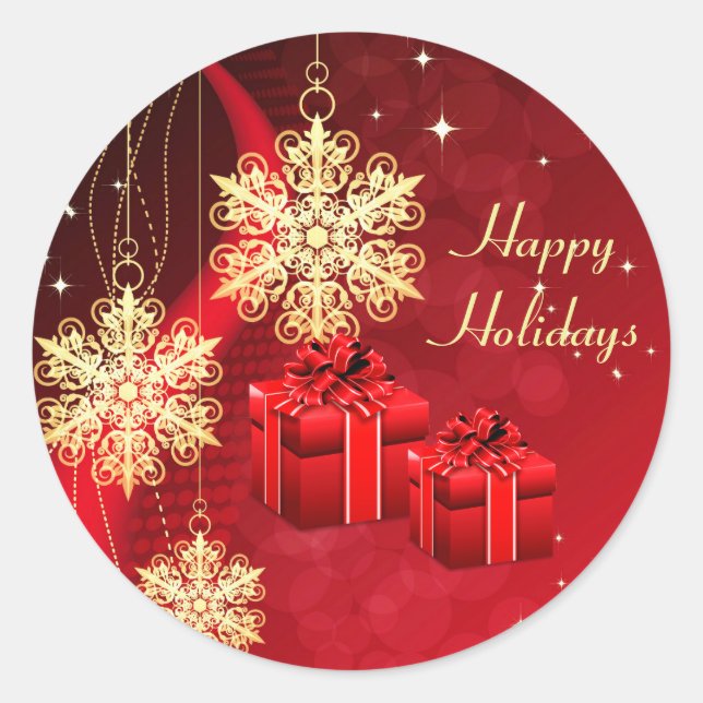 Red Christmas Holiday Sticker (Front)