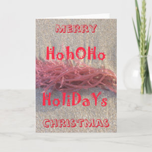 Red Christmas Holiday with HoHoHo classic text art Card