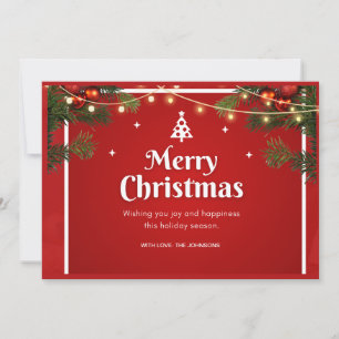 Red Christmas Holidays  Nonphoto Greenery  Vintage Holiday Card