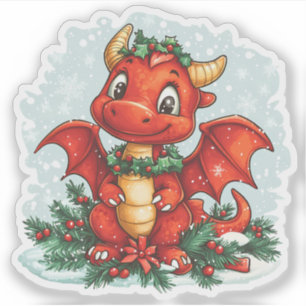 Red Christmas Holly Dragon