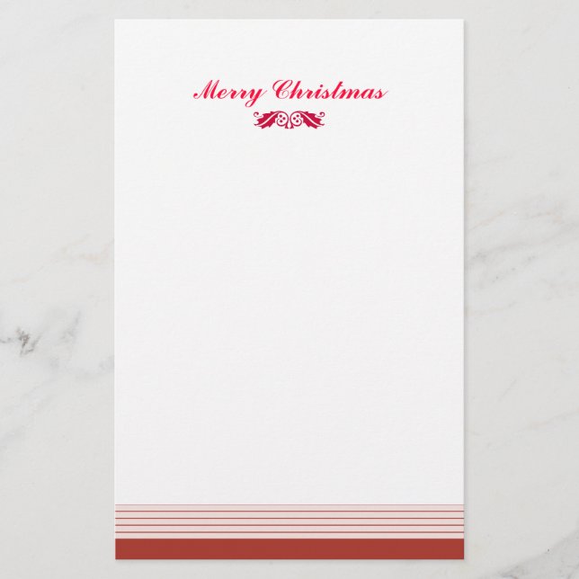 Red Christmas Holly Leaves Stationery (Front)