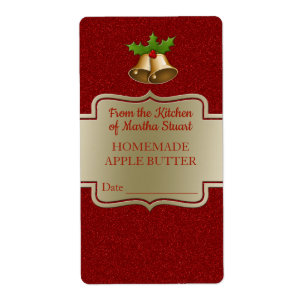 Red Christmas Homemade Apple Butter Canning Jar