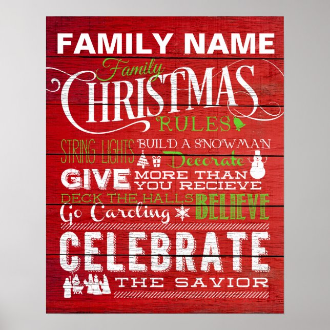 Red Christmas House Rules Poster (Front)