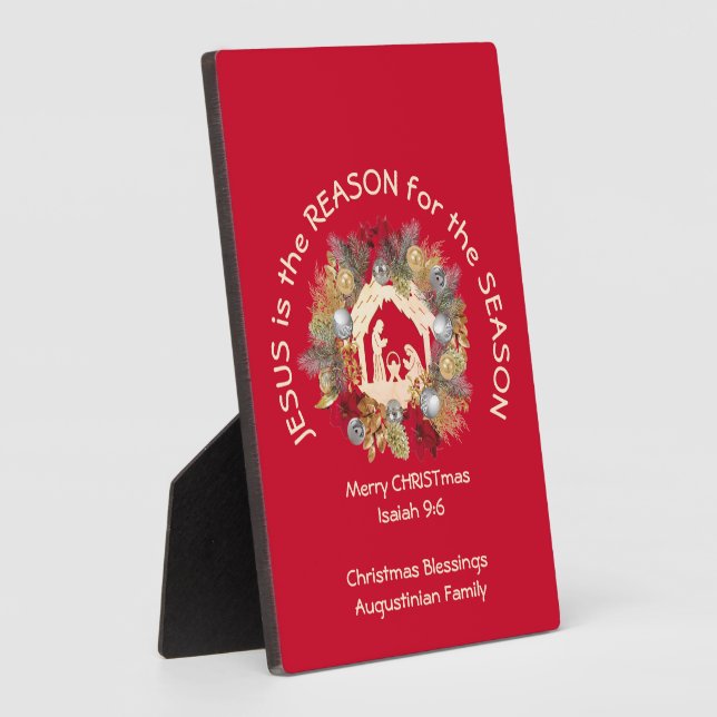 Red Christmas JESUS IS THE REASON Plaque (Side)