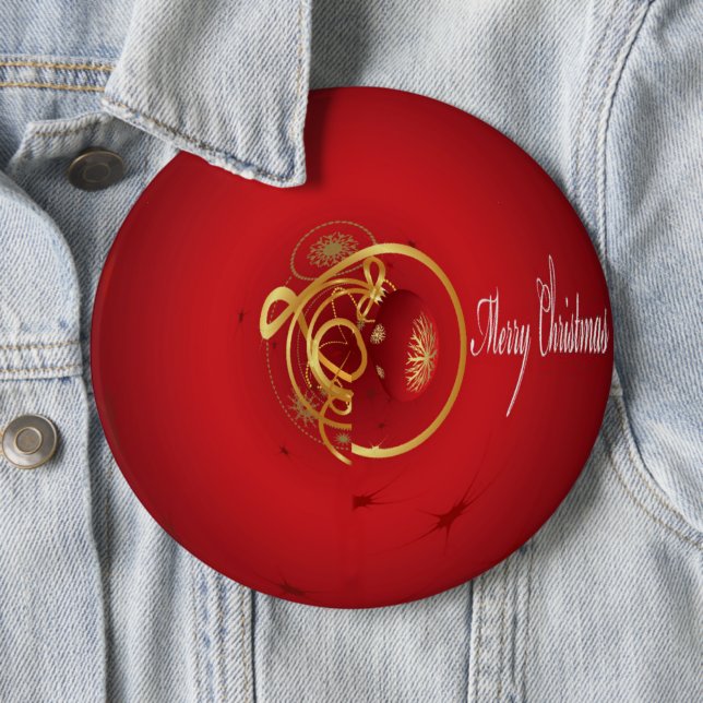 Red Christmas Jingle Bells Have a Blessed Nice Day 6 Cm Round Badge (In Situ)