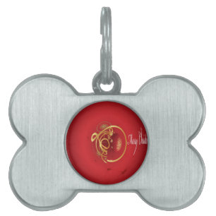 Red Christmas Jingle Bells Have a Blessed Nice Day Pet Name Tag