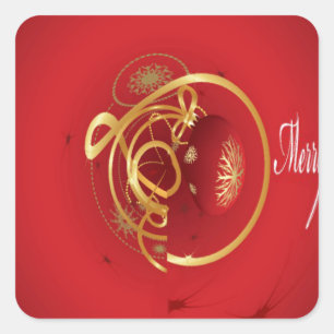 Red Christmas Jingle Bells Have a Blessed Nice Day Square Sticker